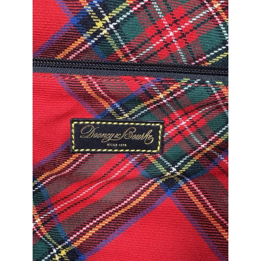 Vintage Y2K Dooney Bourke Red Tartan Plaid Crossbody Shoulder Bag Leather Trim